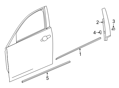 2020 Cadillac CT6 Belt Molding, Black, Front Passenger Side Diagram for 84376592