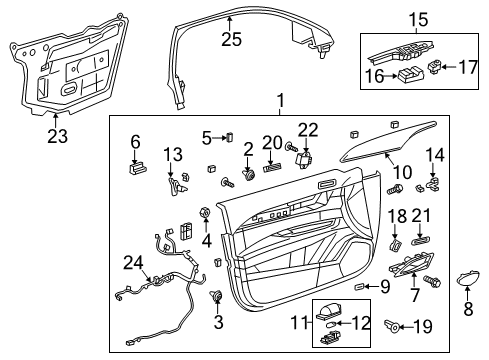 2016 Cadillac ATS Interior Trim - Front Door Diagram