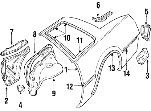 1985 Pontiac J2000 Sunbird Reveal Molding, Passenger Side Diagram for 20604830