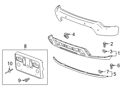 2022 GMC Sierra 1500 Bumper & Components - Front Diagram 3 - Thumbnail