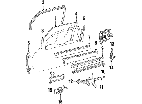 1992 Oldsmobile Toronado Glass - Door Diagram