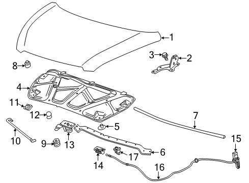 2013 Chevy Spark Hood & Components Diagram