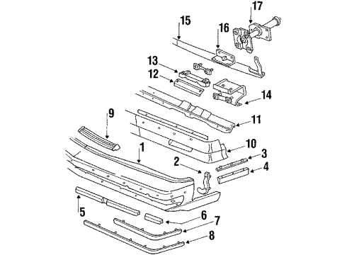1985 Buick Skylark Bumper Cover Retainer Diagram for 25518106
