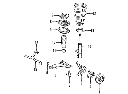 1997 Oldsmobile Aurora Front Suspension, Control Arm, Stabilizer Bar Diagram 2 - Thumbnail