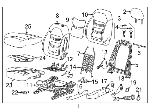 2017 Chevy Volt Driver Seat Components Diagram