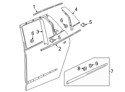 2022 Buick Enclave Exterior Trim - Rear Door Diagram