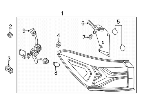 2021 Chevy Trailblazer Tail Lamp, Rear Driver Side Diagram for 42825749