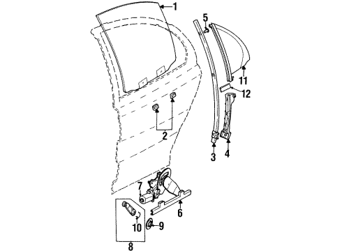 1999 Saturn SL2 Rear Door - Glass & Hardware Diagram