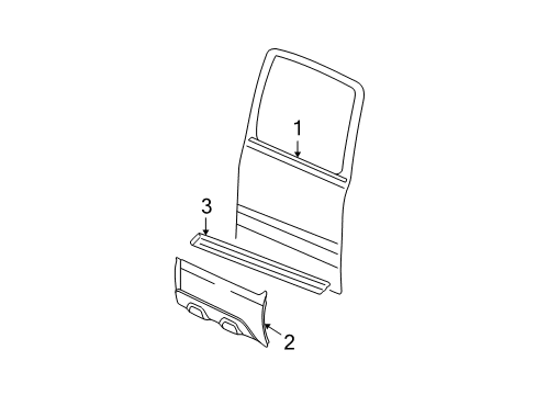 2005 Cadillac Escalade EXT Exterior Trim - Rear Door Diagram
