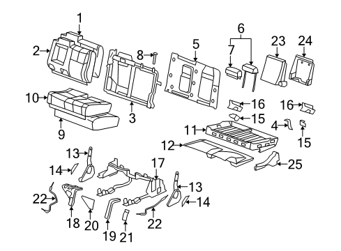 2012 Cadillac Escalade EXT Rear Seat Components Diagram