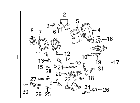 2009 Hummer H3T Passenger Seat Components Diagram 2 - Thumbnail