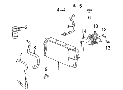 2003 Cadillac Seville A/C Condenser, Compressor & Lines Diagram