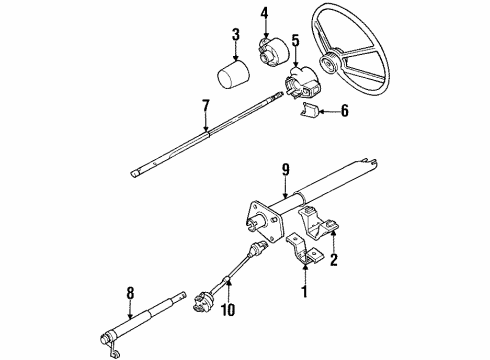 1993 GMC Yukon Steering Column & Wheel, Shroud, Switches & Levers Diagram 4 - Thumbnail