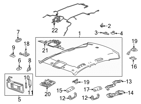 2017 Cadillac CTS Interior Trim - Roof Diagram