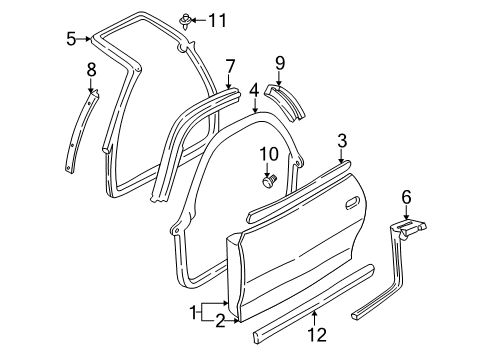 1999 Chevy Camaro Door & Components, Exterior Trim Diagram