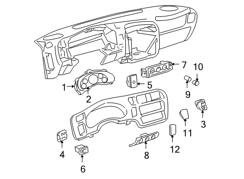 2004 Oldsmobile Bravada Cluster & Switches Diagram