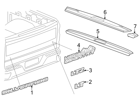 2021 Chevy Silverado 3500 HD Exterior Trim - Pick Up Box Diagram 7 - Thumbnail