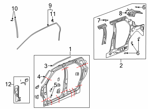2002 Pontiac Aztek Hinge Pillar, Uniside Diagram