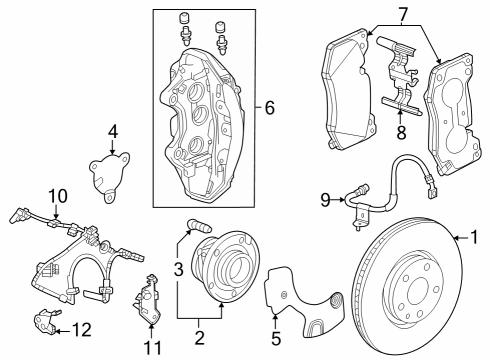 2023 Chevy Corvette Caliper, Yellow, Driver Side Diagram for 85636347