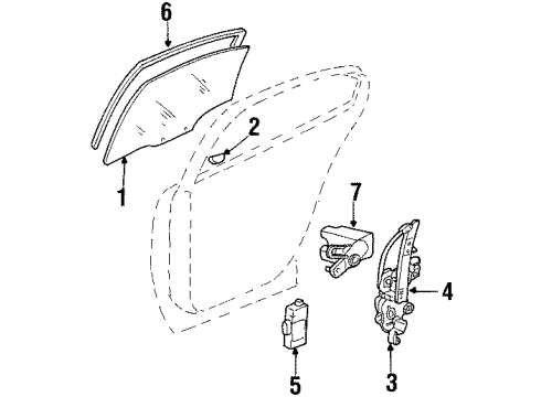 2003 Oldsmobile Aurora Rear Door - Glass & Hardware Diagram