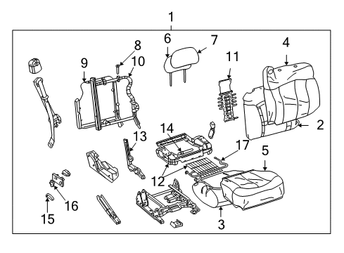 2004 Chevy Avalanche 2500 Front Seat Components Diagram 3 - Thumbnail