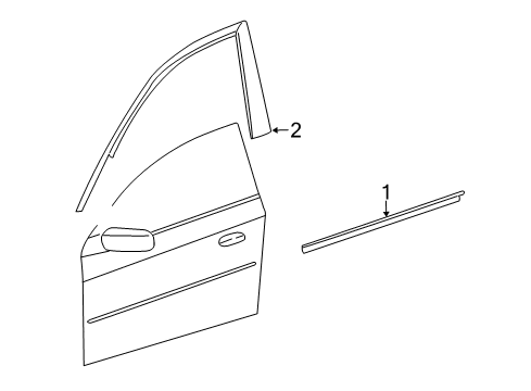 2008 Cadillac CTS Exterior Trim - Front Door Diagram