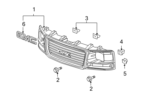 2020 GMC Savana 2500 Grille & Components Diagram 2 - Thumbnail
