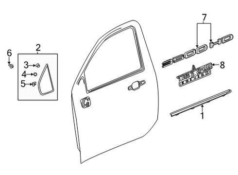 2022 Chevy Silverado 3500 HD Corner Molding, Front Passenger Side Diagram for 87850167
