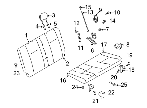 2002 Chevy Tracker Rear Seat Components Diagram 1 - Thumbnail