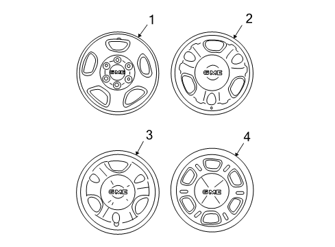 2004 GMC Yukon XL 1500 Wheel Covers & Trim Diagram