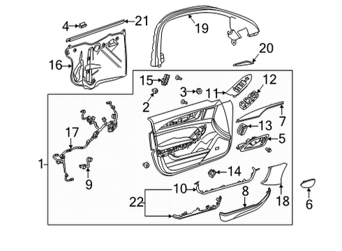 2022 Cadillac CT5 Interior Trim - Front Door Diagram