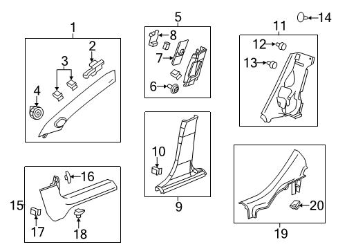 2017 Chevy Sonic Windshield Pillar Trim Retainer Diagram for 11548408