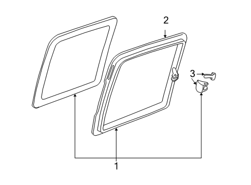 2000 Chevy Silverado 1500 Rear Door - Glass & Hardware Diagram