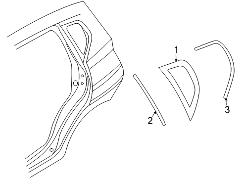 2010 Pontiac G3 Quarter Panel - Glass & Hardware Diagram