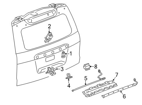 2017 GMC Yukon Lift Gate - Lock & Hardware Diagram