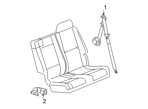 2012 GMC Yukon Rear Seat Belts Diagram 2 - Thumbnail