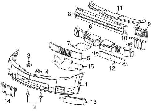 2008 Cadillac XLR Front Bumper Diagram