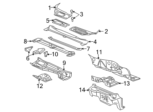 2011 Cadillac DTS Cowl Diagram