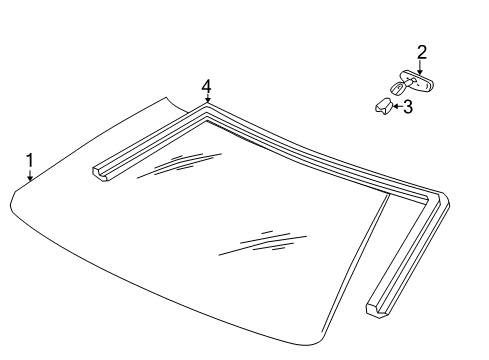 2007 Pontiac Grand Prix Windshield Glass, Reveal Moldings Diagram