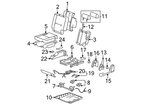 2008 Cadillac Escalade ESV Rear Seat Components Diagram 1 - Thumbnail