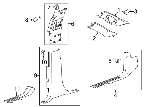 2020 Cadillac Escalade ESV Interior Trim - Pillars, Rocker & Floor Diagram