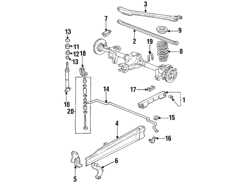 2001 Pontiac Firebird Rear Suspension Components, Stabilizer Bar & Components Diagram