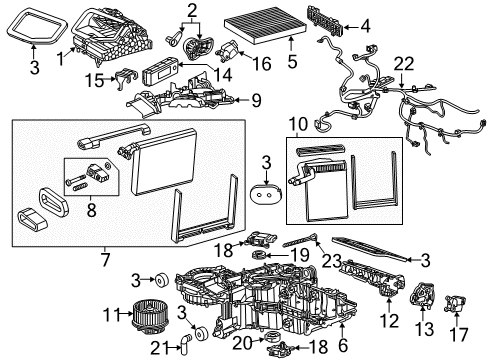 2015 Chevy Silverado 1500 A/C Evaporator & Heater Components Diagram
