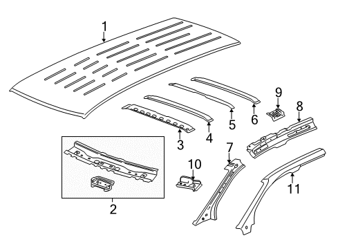 2013 Chevy Traverse Upper Extension, Rear Outer Driver Side Diagram for 20911364