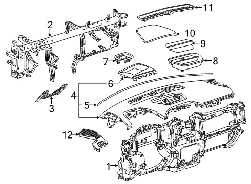 2021 Chevy Silverado 1500 Cluster & Switches, Instrument Panel Diagram 1 - Thumbnail