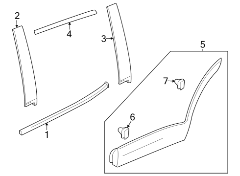 2024 Chevy Trax Exterior Trim - Rear Door Diagram