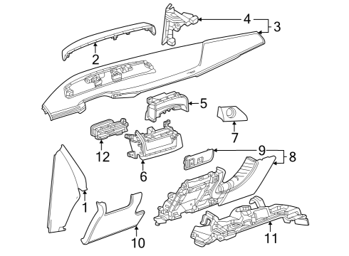 2024 Cadillac XT4 Cluster & Switches, Instrument Panel Diagram 1 - Thumbnail