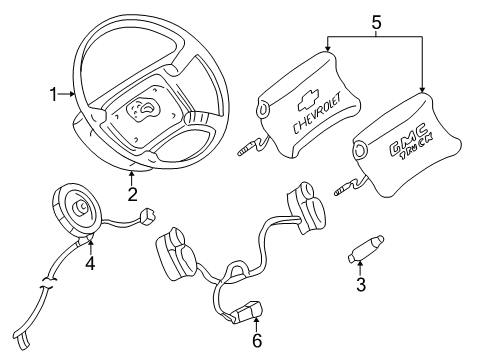 2002 GMC Sonoma Steering Column & Wheel, Shroud, Switches & Levers Diagram 7 - Thumbnail