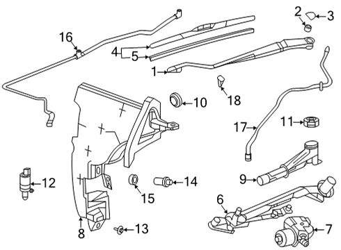 2022 Cadillac CT5 Wiper & Washer Components Diagram