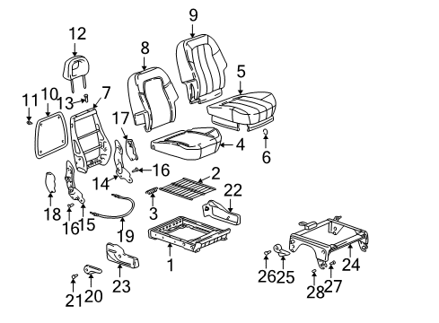 2001 Pontiac Aztek Seat Cushion Pad, Driver Side Diagram for 88894897
